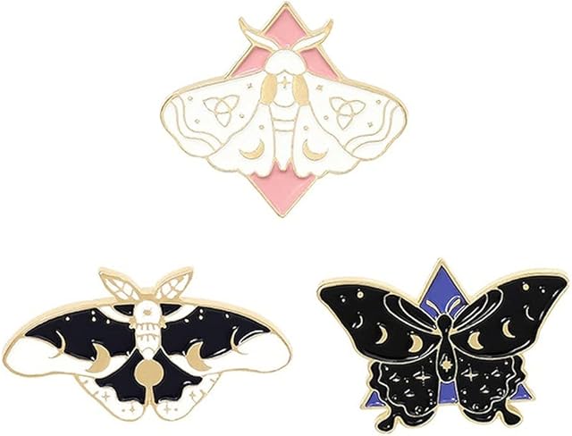 3 Piece Butterfly Enamel Pins Set Cool Horror Enamel Lapel Pins Brooches Cute Fireflies Enamel Pins for Women Backpacks Steampunk Badge Jewelry Decorations Supplies