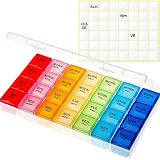 VMVN Pill Box 7 Day, XL Large Pill Cases Organizers,Weekly Pill Container AM/PM Medicine Organizer，