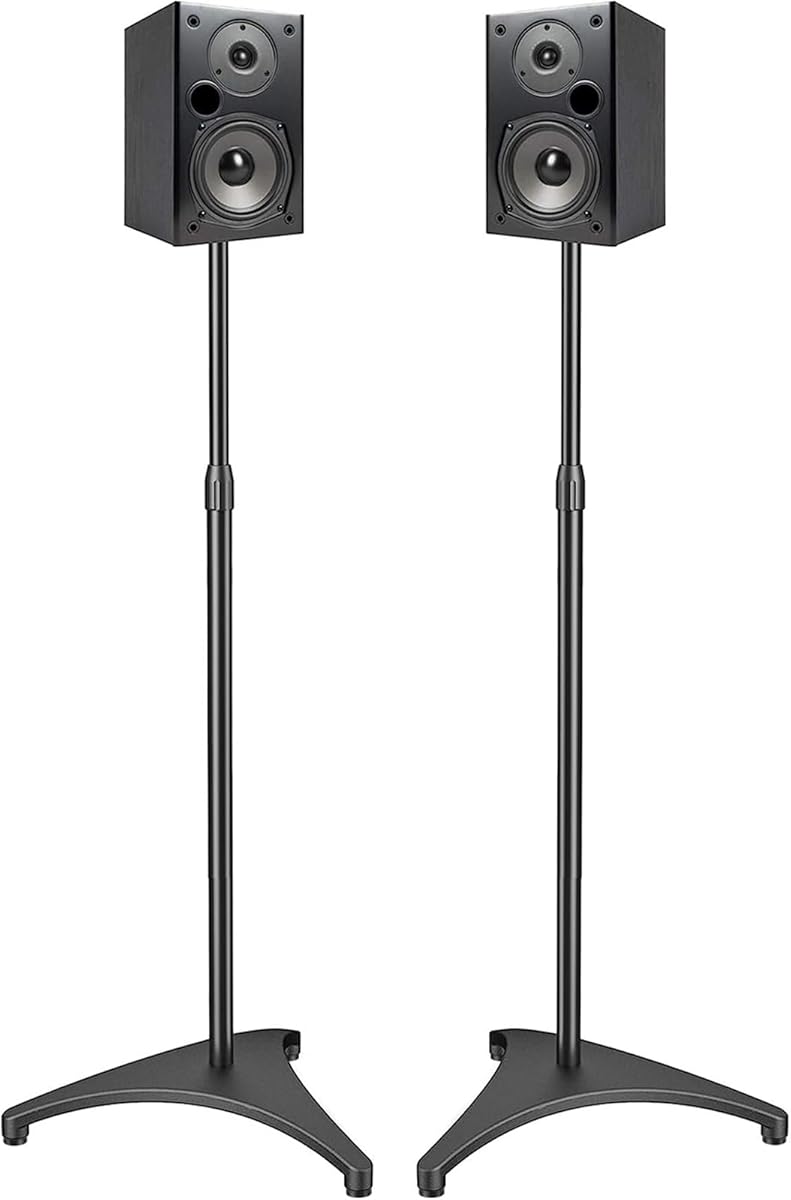 PERLESMITH Speaker Stand Adjustable - Extend 20" to 44" - Holds Satellite Speakers & Small Bookshelf Speakers up to 9 lbs, Floor Stands Compatible with Sony Bose Polk JBL Yamaha and Others - 1 Pair