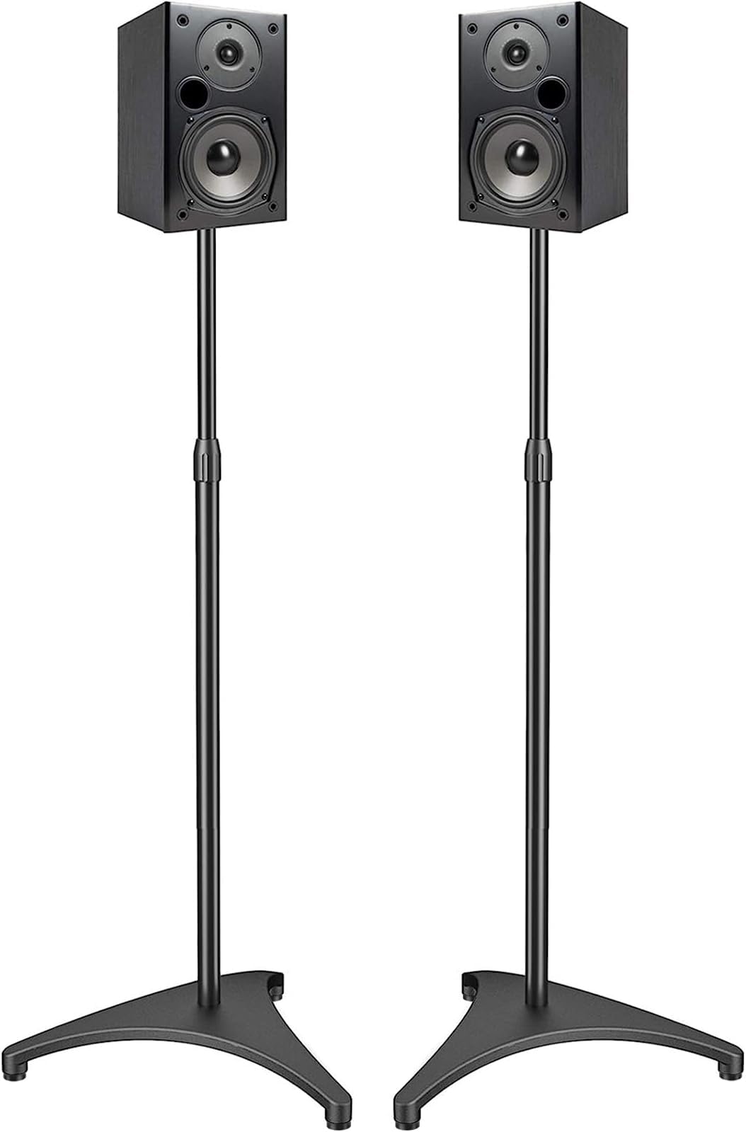 PERLESMITH Adjustable Height Speaker Stands-Extends 30" to 45"- Hold Satellite & Bookshelf Speakers Weight up to 8lbs-Heavy Duty Floor Stands Surround Sound-1 Pair (Model: PSSS1)