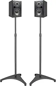 PERLESMITH Speaker Stand Adjustable - Extend 20" to 44" - Holds Satellite Speakers & Small Bookshelf Speakers up to 9 lbs, Floor Stands Compatible with Sony Bose Polk JBL Yamaha and Others - 1 Pair