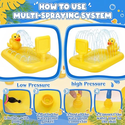 Jenaai 63" Splash Pad for Toddlers 1-3, Inflatable Duck Sprinkler with Hoop - image 5