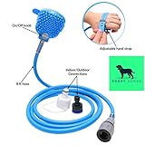 Doggy Goods - Pet Bathing Hand Brush, Indoor/Outdoor Use - Easy to Wash and Massage Pet While Using Both Hands - 8ft Hose