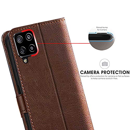 Image of TheGiftKart Flip Back Cover Case for Samsung Galaxy M42 5G | Dual-Color Leather Finish | Inbuilt Stand & Pockets | Wallet Style Flip Back Case Cover for Samsung M42 5G (Faux Leather, Brown & Coffee)
