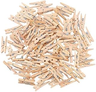 100 Pieces Premium Mini Wooden Pegs Clips Photo Pins Coloured Craft, Natural - High Durability