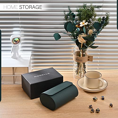 Roselle Genuine Leather Watch Roll Travel Case - Watch Roll Case For 2 Watches With Luxury Lining - Protect, Travel,Store, & Display Fine Watches (2 Slot Green-Genuine Leather) #TOP5