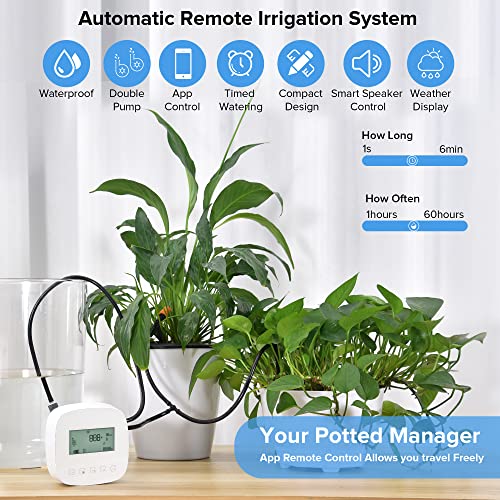 Wifi Automatic Watering System, Remote Control Watering Timer, Diy Drip Irrigation Kit For Indoor & Outdoor Potted Plants, Self Watering Plant Waterer With Dual Pump, Plant Watering Devices For Vacation, Waterproof & Large Capacity Battery #TOP1
