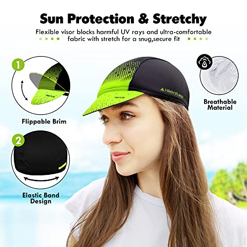 Hikenture Cycling Cap,Cooling Skull Cap Bike Hat with Sun Visor, Summer Breathable Helmet Liner Biking Cap for Men Women (Yellow)