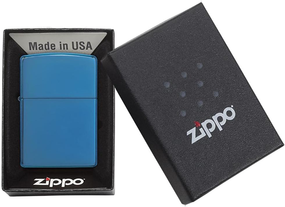 Custom Personalized Zippo High Polish Sapphire Windproof Lighter Free Engraving #20446 Gray - Christmas, Halloween & Valentines Day Gift