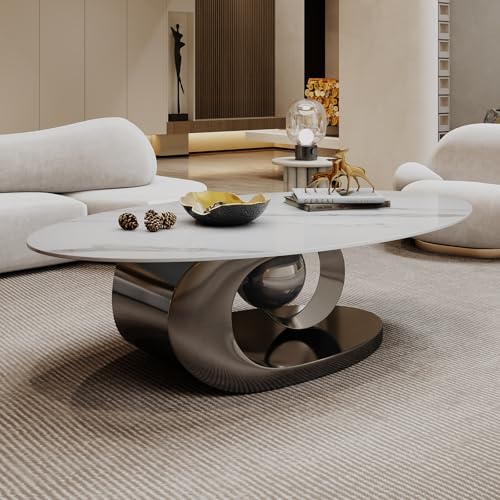 Glintee Oval Stone Coffee Table