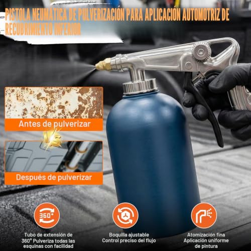 Miniatura 7 de Candeon Pistola Pintura Antigravilla Coche De Aire Comprimido, Pistola De Aire Comprimido Para Protección De Bajos, Presión Ajustable Pistola Antigravilla Con Varilla De Extensión Flexible 13