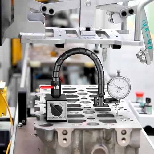 AccuGrapha Präzisions-Messuhr mit Magnetstativ, Mechanisch Messuhr 0-20mm Messbereich, 0,01mm Genauigkeit, Stahlbasis mit Zentralklemmung (80kg Haltekraft) – Ideal für Werkstatt & Industrie