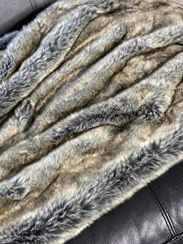 Eikei Luxury Faux Fur Throw Blanket Super Soft Oversized Thick Warm Afghan Reversible to Plush Velvet in Tan Grey Wolf, Cream Mink or Blush Chinchilla, Machine Washable (Timberwolf, X-Long)