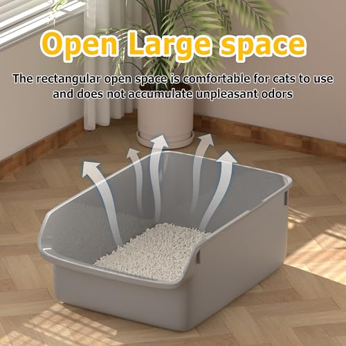 Arenero grande para gatos con lados altos y entrada baja miniatura 3