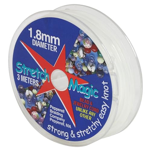 Image of Stretch Magic Elastic Beading Cord - Clear Color, 1.8mm in Diameter, 3-Meter (9.8 ft) - Easy to Knot, Strong & Stretchy String for Making Beaded Jewelry