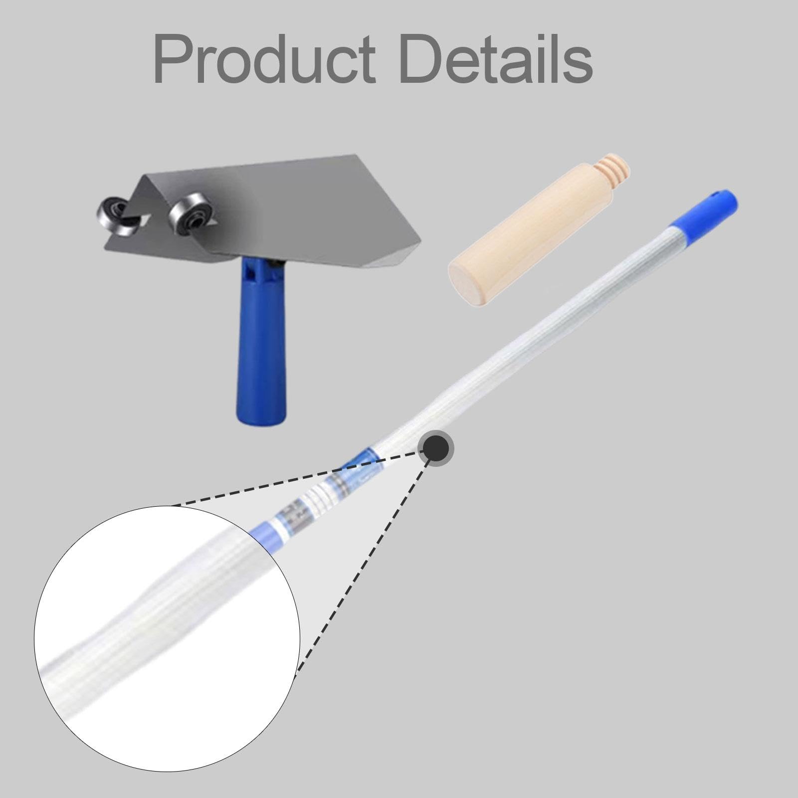 Taloche D'Angle pour Cloison Sèche Manche Bois Antidérapant Lisseuse Aluminium Inox Solide Outil Application Enduit Angle Intérieur Tige Incluse Adapt, 3.6 M Rod