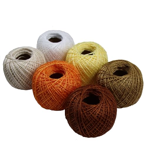 KCS Mercerized Pearl Cotton Thread Size 8 Crochet Needlework Embroidery Threads Ball (6, 25)