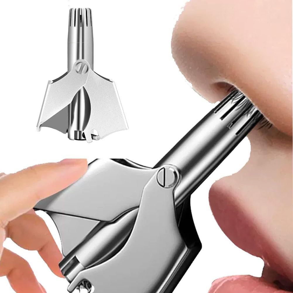 Premium Manual Rotary Nose Hair Trimmer for Men, Stainless Steel Nose Hair Remover for Men & Women