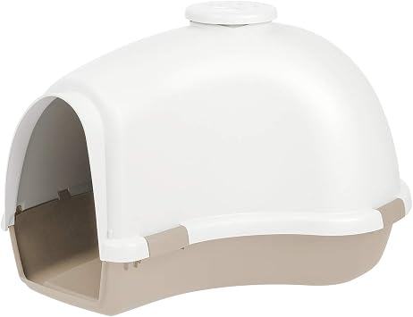 IRIS USA Igloo Dog House, White/Beige, Small and Medium Dogs and Cats, Indoor/Outdoor