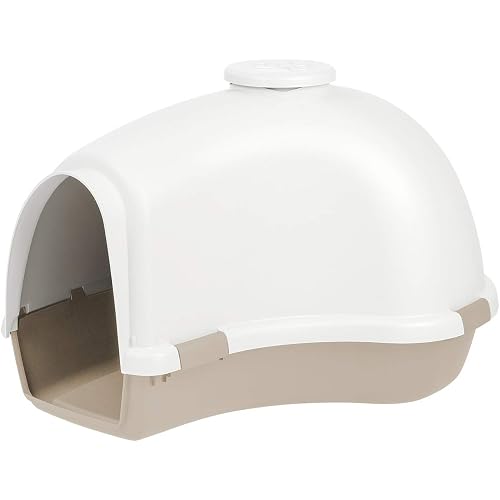 IRIS USA Igloo Dog House, White/Beige, Small and Medium Dogs and Cats, Indoor/Outdoor