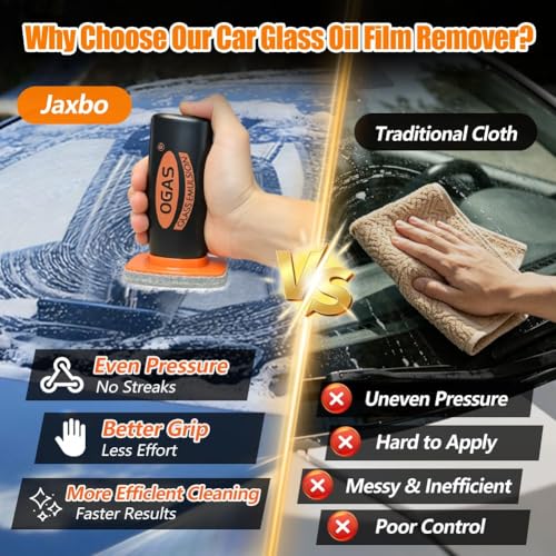 Car Windshield Cleaner & Lubricating Glass Coating, 100ml x 2PCS Glass Handle Oil Film Remover with Brush, Windshield Cleaner Tool Removes Oil, Grease wiper residue, Anti-Fog Improves Visibility — view 3