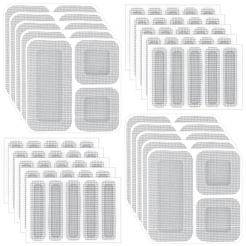 AiQInu 80 Piezas Mosquiteras para Ventanas Reparación, Parche De Reparación De Malla De Ventana Adhesiva, 3 Tamaños, Negro