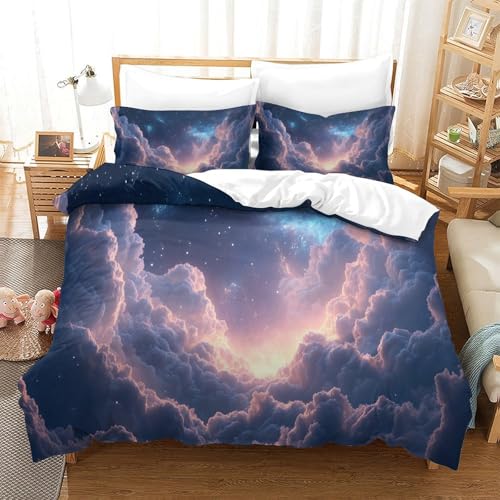 Housse de couette 3D nuages cosmiques en microfibre de qualité