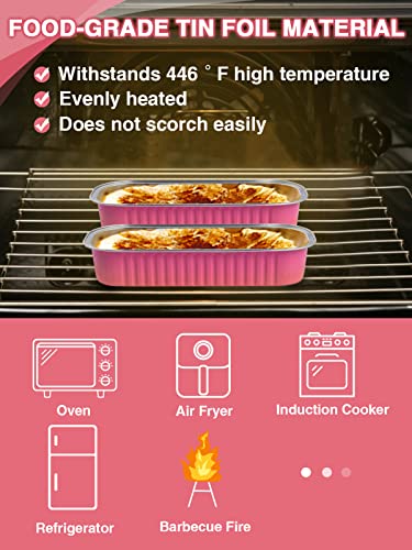 Bigmeta Mini Loaf Pans With Lids And Spoons- 50 Pack 6.8Oz Aluminum Bread Cupcake Pie Foil Pans With Sealing Sticker, Rectangle Disposable Cake Tins Brownie Baking Cups For Picnics Party #TOP5