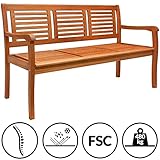 Deuba Gartenbank Bologna 3-Sitzer Eukalyptusholz Sitzbank Holzbank - 4