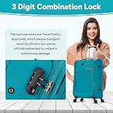 Skylark Medium Suitcase 24" Super Lightweight Luggage 20% Expandable 4 Wheels Spinner 3-Digit Combination Lock Soft Shell Luggage for 15 to 20kg (Aqua, 78 litres) - Image 7