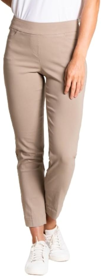 SLIM-SATION Womens Ankle Pants Pull-On Tummy Control Dress Pants, Slim Fit Work, Golf & Casual Pants with Pockets