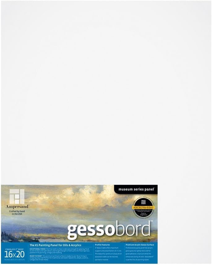 Ampersand Gessobord for Acrylic, Oil and Mixed Media, 3/4 Inch Depth Cradle, 16X20 Inch (GBSC16)