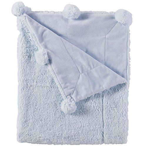 Mud Pie Pom Pom Velour Baby Blanket, Blue