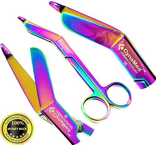 Set Of 2 Each Premium German Stainless Nurses Doctor Lister Bandage Scissors 7.25" + 5.5" Multi Titanium Color Rainbow Stainless Steel-Cynamed Branded-A+Quality Guaranteed … #TOP1