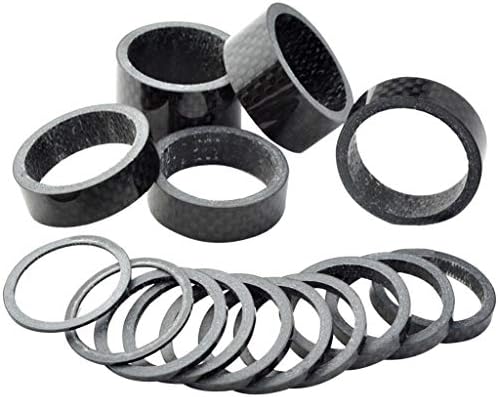 Fengek 15 Pcs Headset Spacer for Bicycle, 7 Sizes Carbon Fiber Road Bicycle Stem Headset Spacers Kit for 1-1/8 Inch Stem, 1mm 2mm 3mm 5mm 10mm 15mm 20mm
