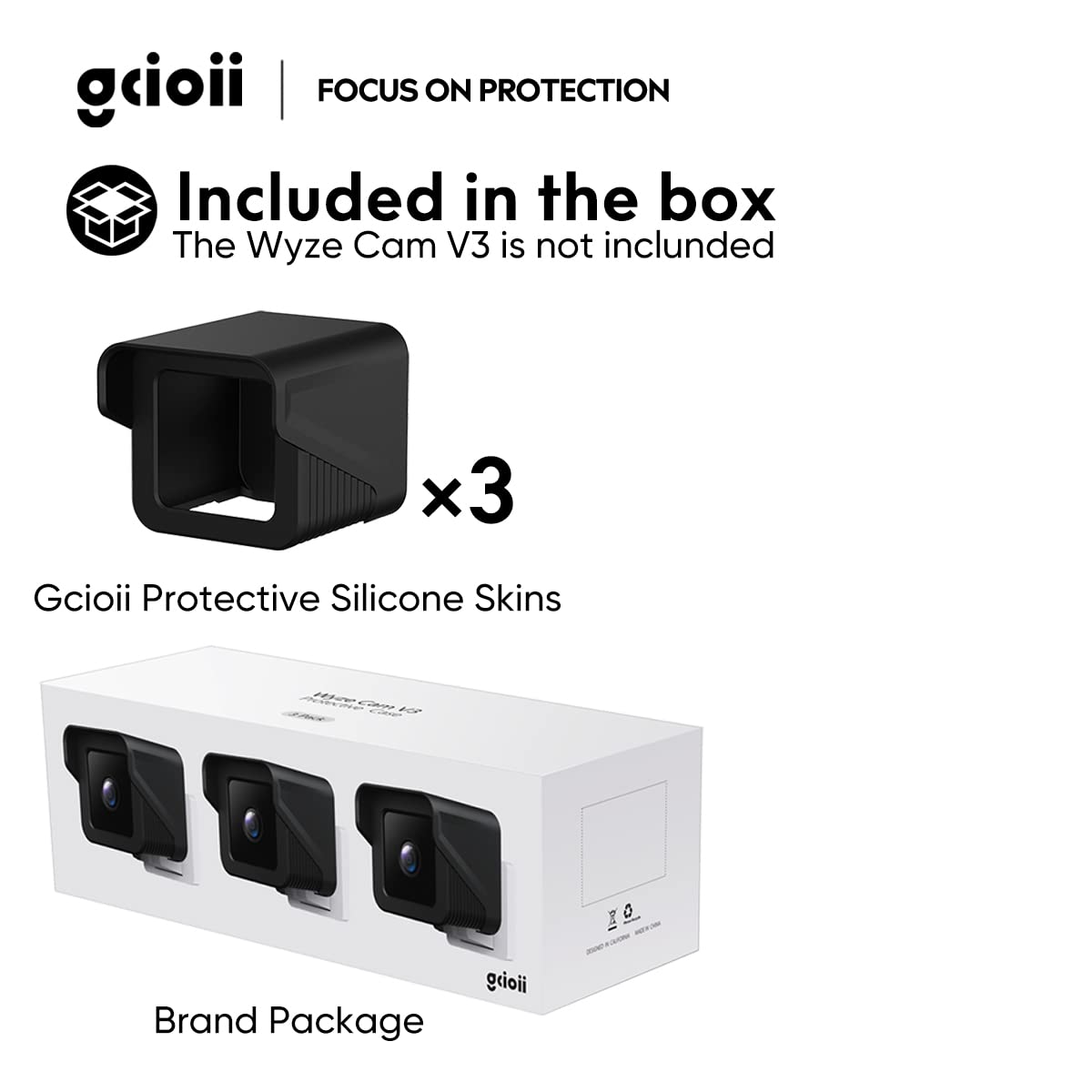 Housse Silicone De Protection Pour Caméra Wyze Cam V3 - Support Inclus - Étui Souple Et Durable
