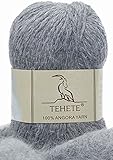 100 % Angora Wolle TEHETE 100% Angorawolle Garn zum stricken, Häkelgarn ca. 200 Merter, 4-fädig, 50g per Knäuel, 010