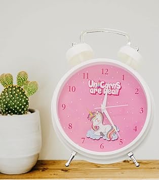 LE DELITE Unicorn Wall Clock for Home/ Office / Living Room / Bedroom / Kids Room/Unicorn/Dino Theme Decorative Design Round Wall Clock with Stand -Study Table / Shelf - Best Gifts for Kids (Unicorn)
