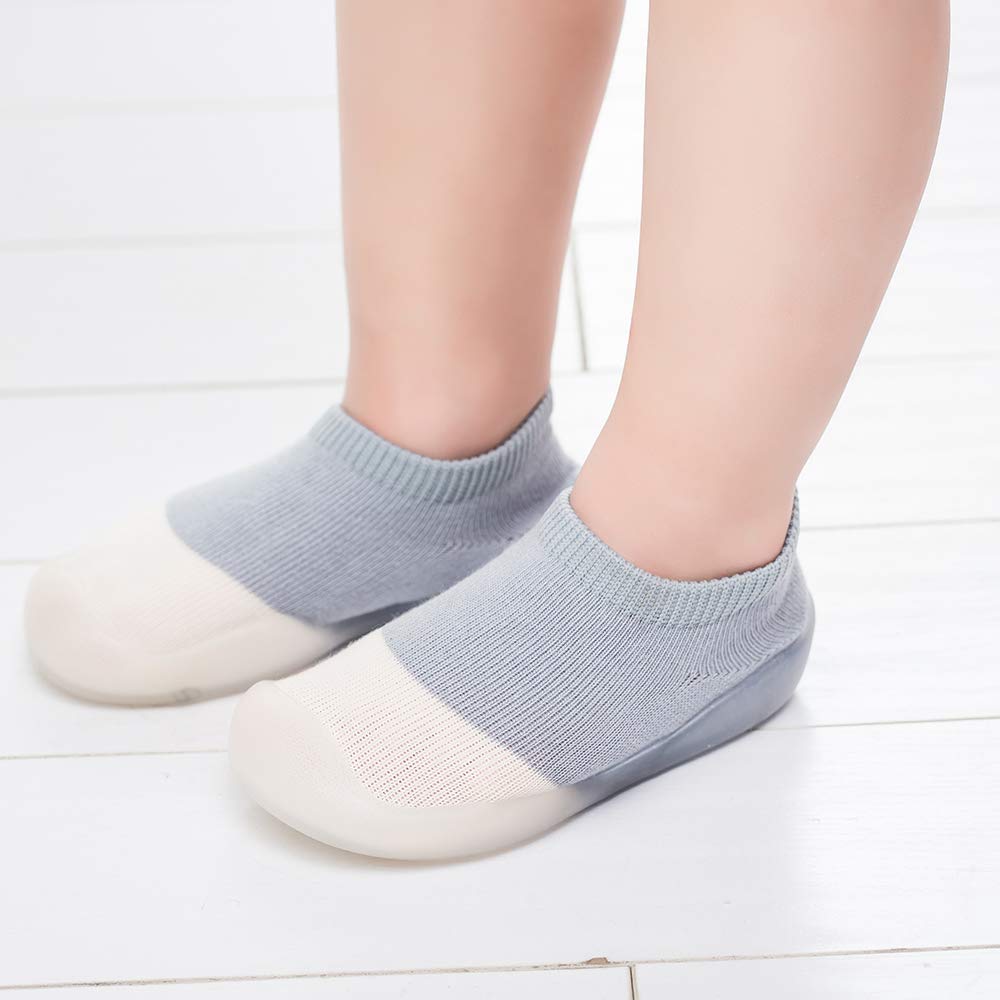 Pluatyep Baby Toddler Non-Skid Sock Shoes Indoor Slipper Breathable Relaxed Fit Mesh Lightweight Sole Infant Boy Girls Kids Children, Bluewhite, 9-12 Months Infant 4