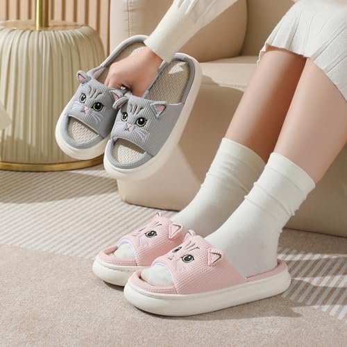 LAVAU Cute Cat Slippers for Women, Fuzzy Fluffy Faux Fur Animal House Slides for Indoor and Outdoor Shoes4