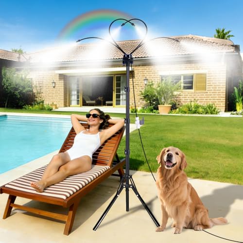 SXJINGLIMY 5.75FT Misters for Outside Patio Portable Misting System, Outdoor Mister for Patios Cooling with 26.5FT Water Supply Line,Patio Misters for Cooling Outdoor BBQ,Yard,Tanning,Pool