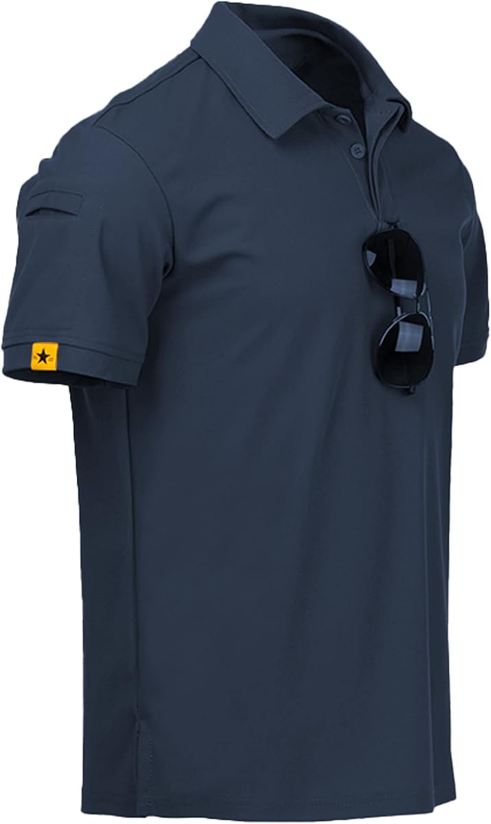 Polo de hombre ZITY manga corta camiseta deportiva táctica polos atléticos de golf diario camisas informales con cuello elegante para hombre