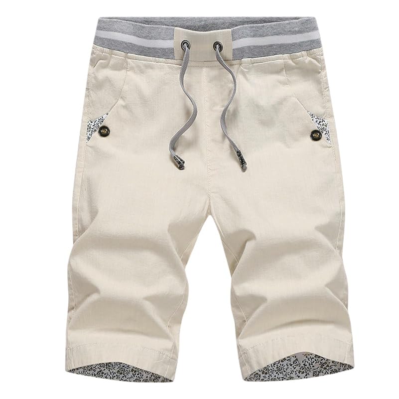 Short d'été en coton et lin pour homme décontracté et fin