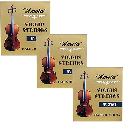 3 Packs Full Set Replacement Stainless Steel 4/4 Size Violin Strings E A D G Cover