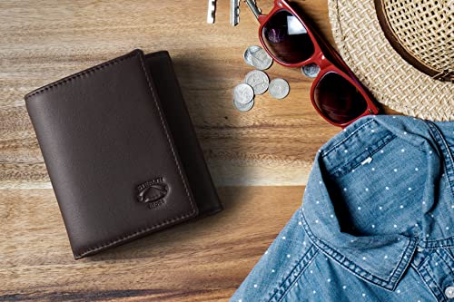 Stealth Mode Leather Trifold Rfid Wallet For Men With Flip Out Id Holder (Coffee) #TOP2