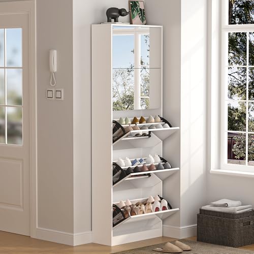 Rosebibi Scarpiera a Specchio con 5 Cassetti Pieghevoli, Doppio Piano