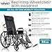 Vive Mobility Reclining Wheelchair with Elevating Leg Rests - Heavy Duty Recliner Wheel Chair for Seniors & Adults -Wide 18