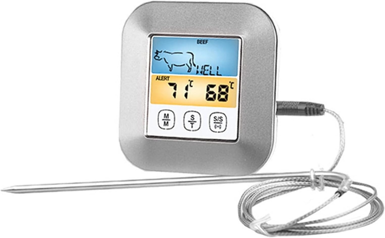 PaRfco Digital thermocouple thermometer Electronic Color Screen Barbecue Thermometer BBQ Thermometer Kitchen Touch Screen Oven Food Thermometer With Timer High accuracy