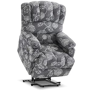 MCombo Medium Power Lift Recliner Chair Sofa with Massage and Heating, 3 Positions, USB Ports, Control Buttons for Elderly People, Fabric 7091