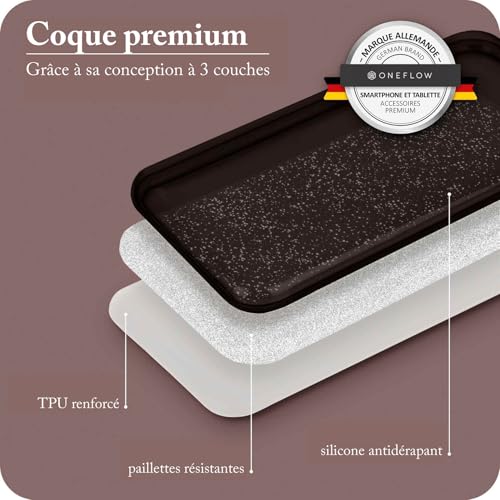 Coque pailletée iPhone 15 pour éviter les rayures d'objectifs avec style noir élégant - 3
